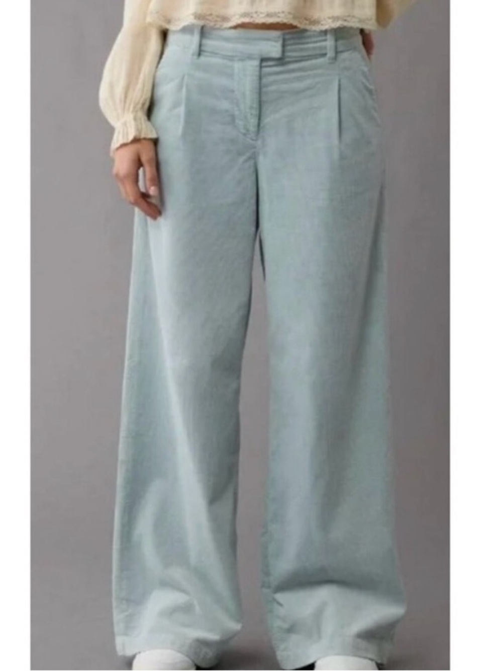 American Eagle Outfitters Pale Blue Wide-Leg Corduroy Pants